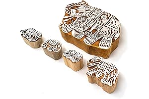 Elephant Design Wooden Stamps Set for Intricate Art Creations