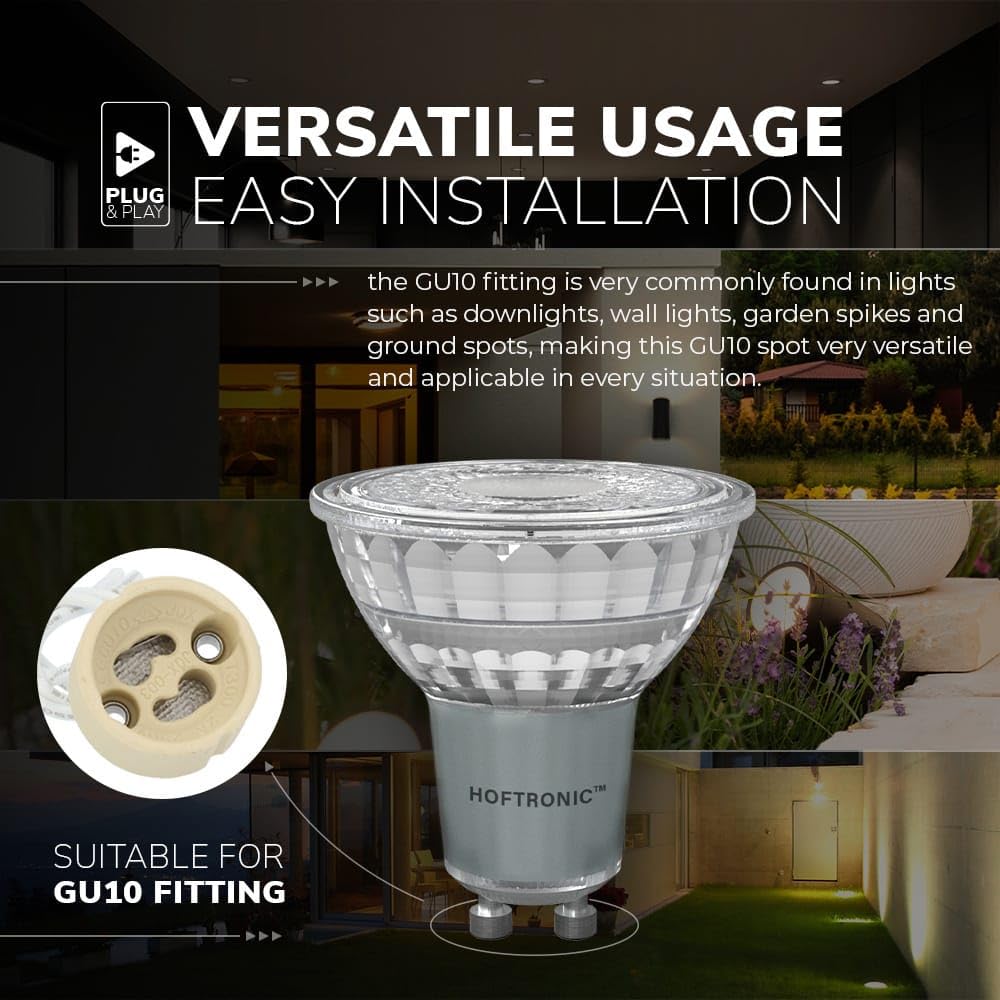 HOFTRONIC - Confezione risparmio da 25 faretti LED GU10 - 4000 K bianco neutro - 5 Watt 400 lumen (sostituisce 50 W) - Dimmerabile - Faretto LED
