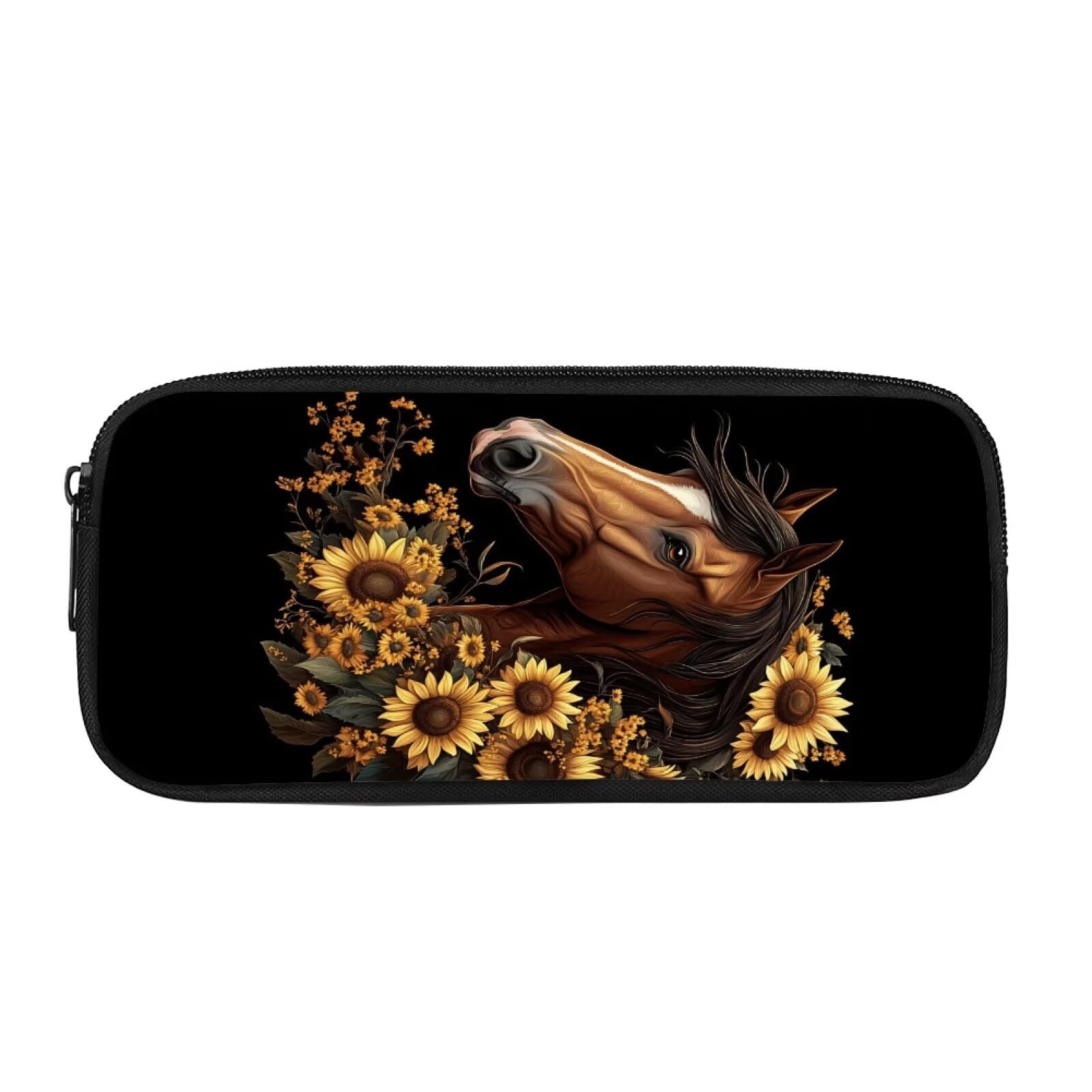 Showudesigns Sunflower Horse Pencil Case for Boys Teens Pen Bags Aesthetic Large Storage Pouch Pen Holder for Middle High School Office College Stationery with Zipper โ image 1