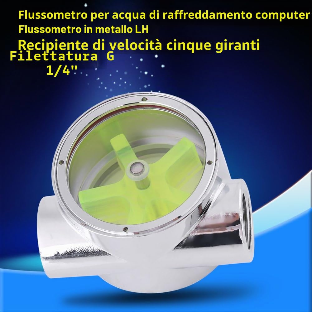 Indicatore di Flusso d'acqua G1/4",Indicatore di Flusso di Raffreddamento con Filettatura Femmina a Femmina, per PC di Raffreddamento ad Acqua