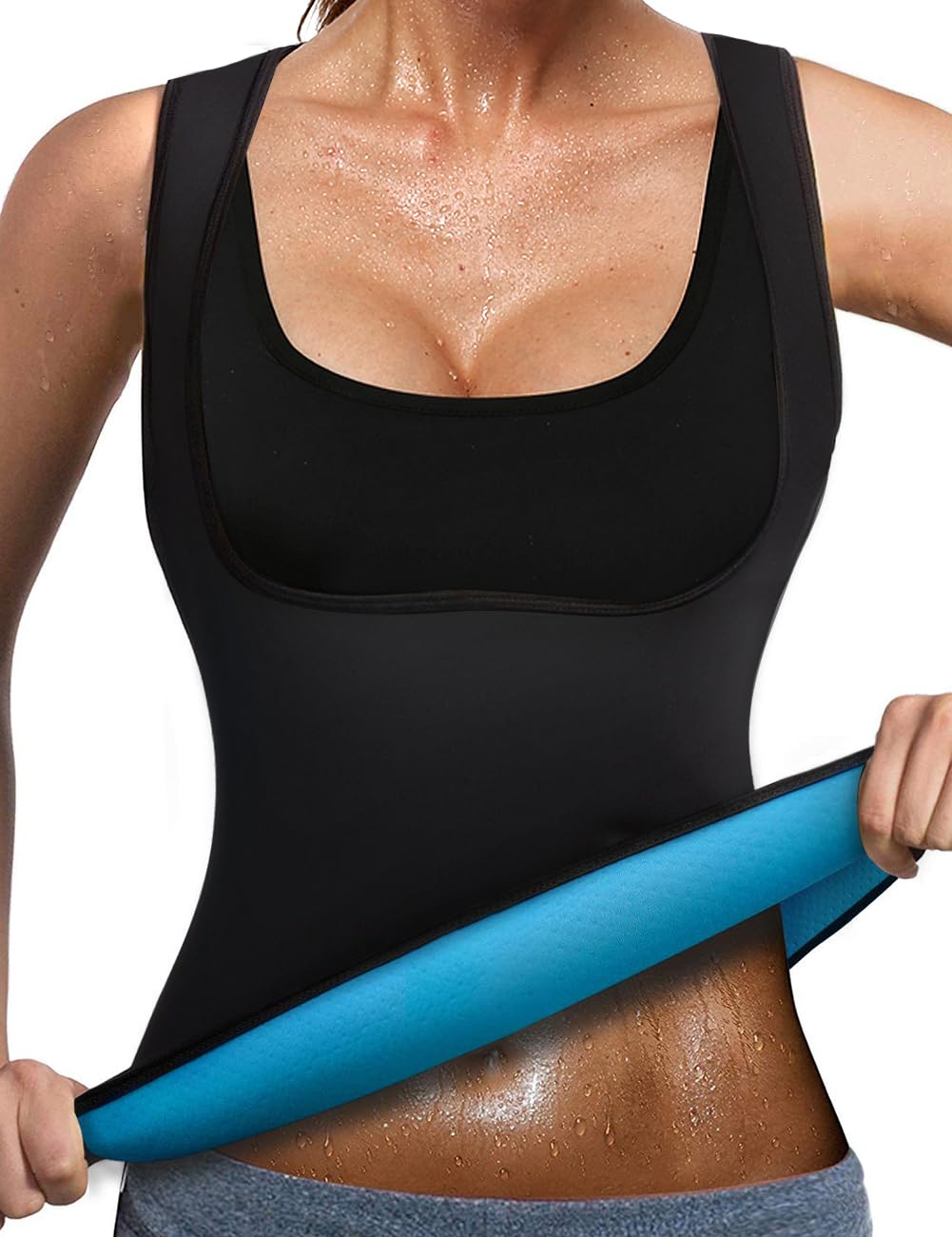 DownLTL Slimming Slimming Vest Women Neoprene Suit Sauna Shirt for Sport Fiteness Body Shaper Shaper Weight Loss, Black/White, XS