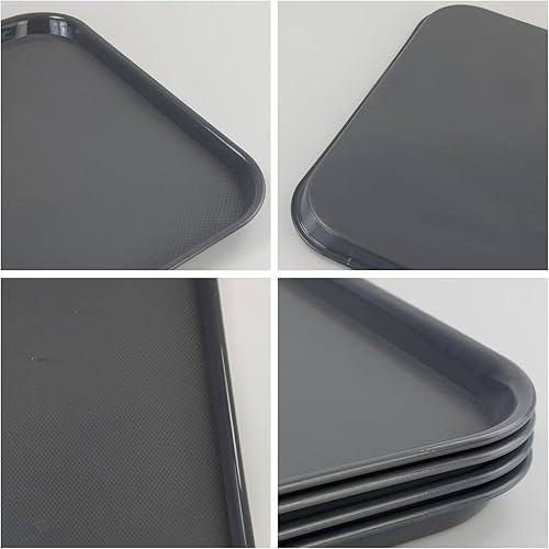 Miniatura 4 de Begale Paquete de 4 bandejas grandes de plástico multiusos, bandejas grises para botas, 25.39 x 17.63 pulgadas