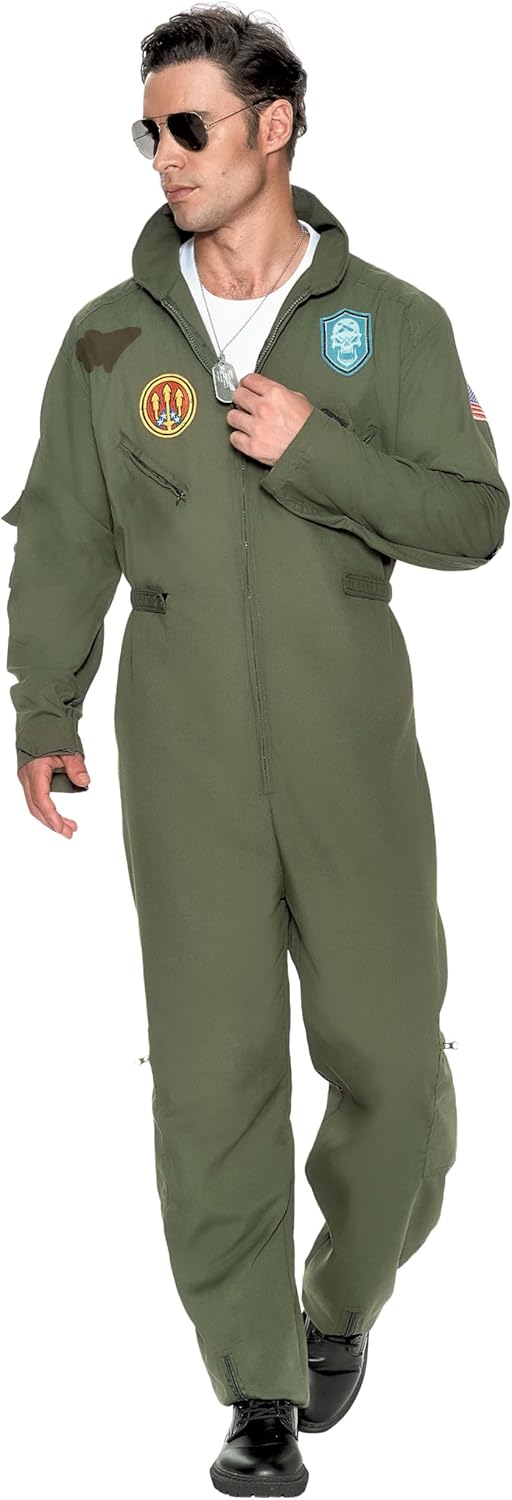Spooktacular Creations Men’s Fighter Pilot Jumpsuit Adult, Pilot Costume Men with Accessory for Halloween - Image 3