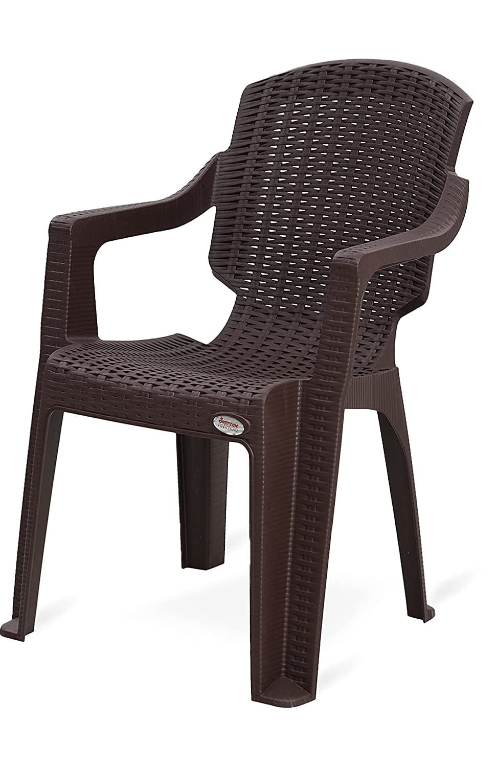 HomiQ Supreme Mark Designer Rattan Finish Designer Plastic Chair for Home, Garden, Indoor&Outdoor Plastic Use|Color: Globus Brown; Set of 2 Chair 4