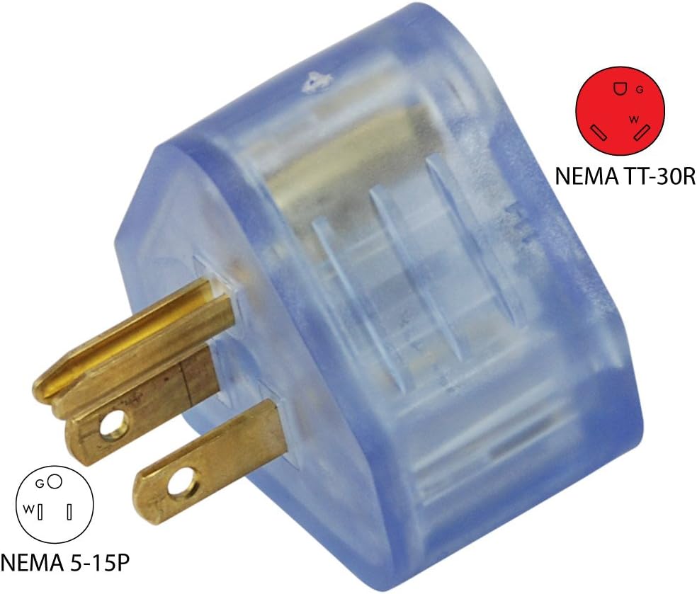 Conntek 14101-LT 15-Amp Male Plug to 30-Amp RV Female Connector with Power Neon Light