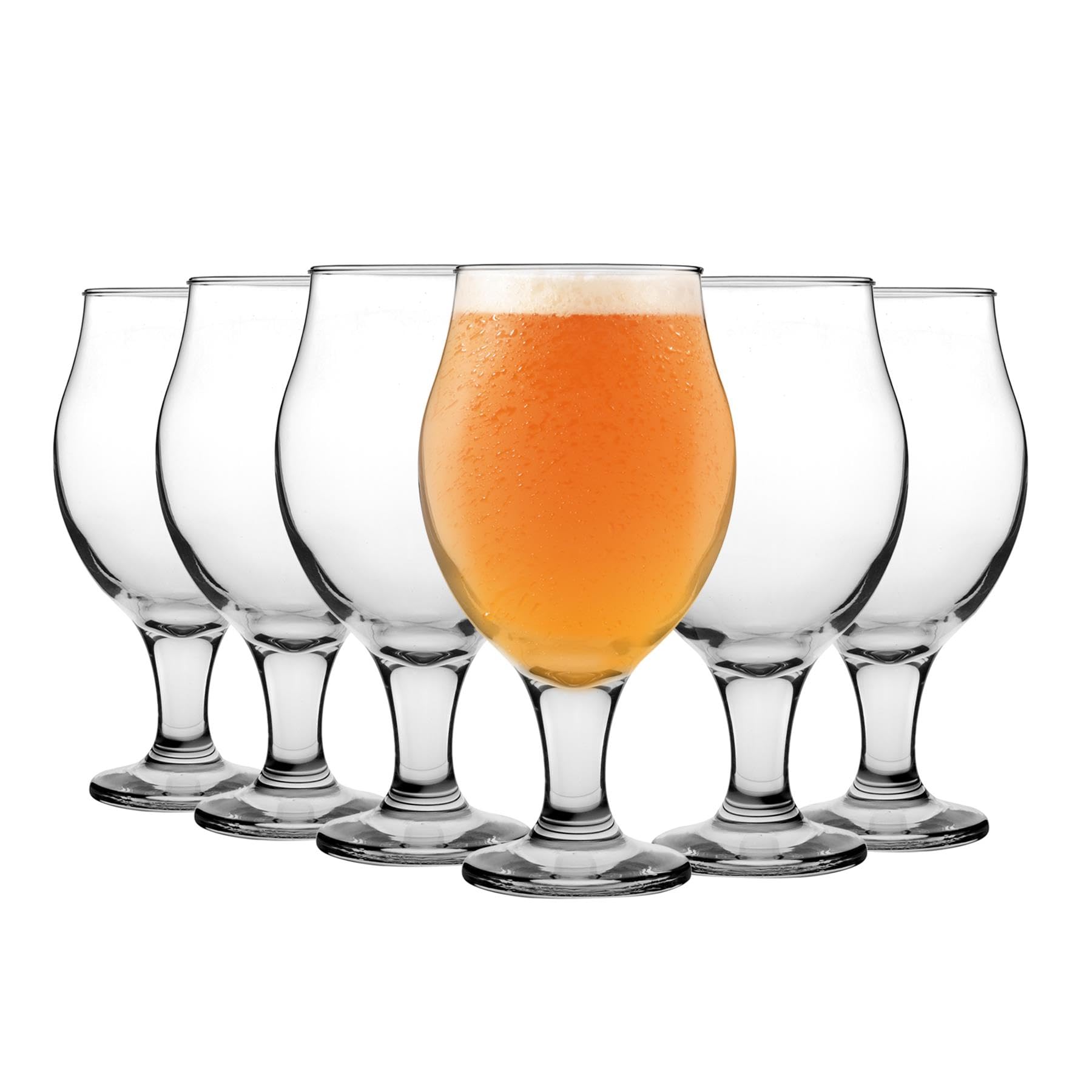 LAV 24x Clear 570ml Angelina Craft Beer Glasses - Large Tulip Shaped Lager Ale Cider Drinking Pint Glass Goblet Cup Set with Stem