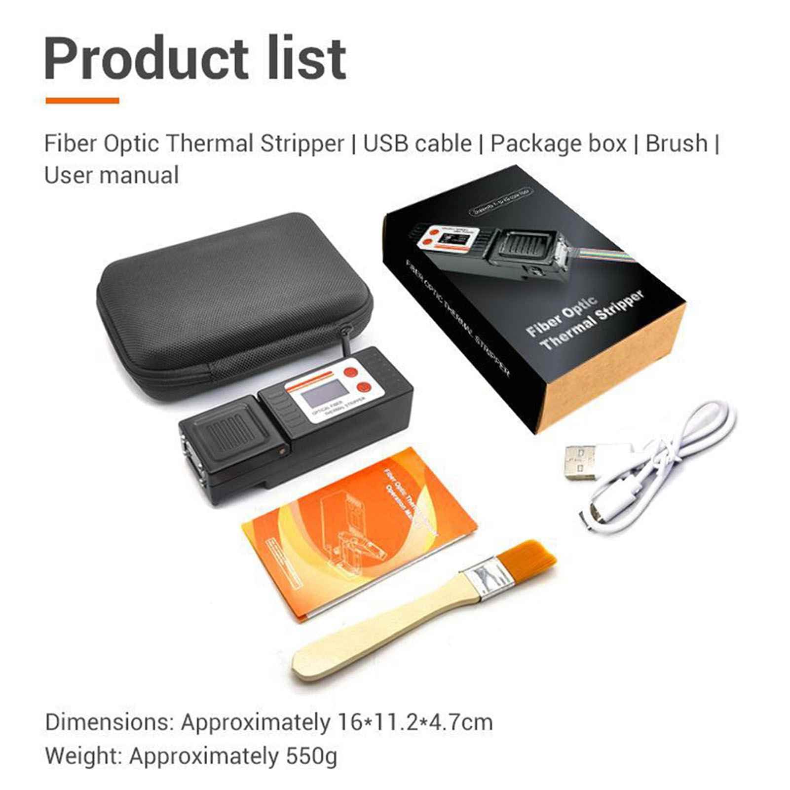 VBESTLIFE Pelacables Térmicos de Fibra óptica, Herramienta Portátil de Pelado en Caliente con Pantalla LCD y Batería Recargable, para Pelado de Fibra óptica de 1 a 48 Núcleos