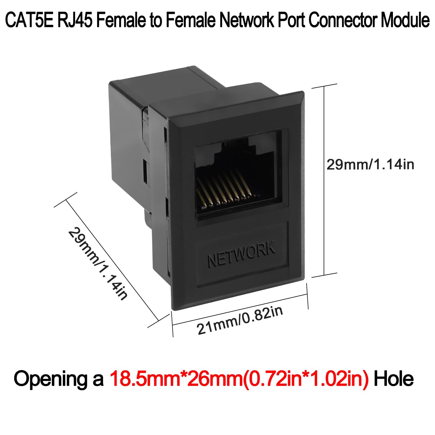 QIANRENON Desktop Connection Box RJ45 sieciowy Jack CAT5E RJ45 gniazdo na gniazdo Ethernet Passthrough Connector RJ45 8P8C uchwyt prostokątny Keystone Jack Desktop Socket RJ45 akcesoria, 2 szt
