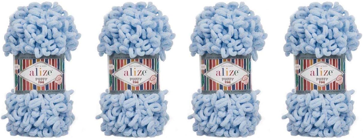 Alize Puffy Fine Baby Blanket Small Loop 100% Micropolyester Soft Yarn Lot of 4skn 400gr 64yds (218)
