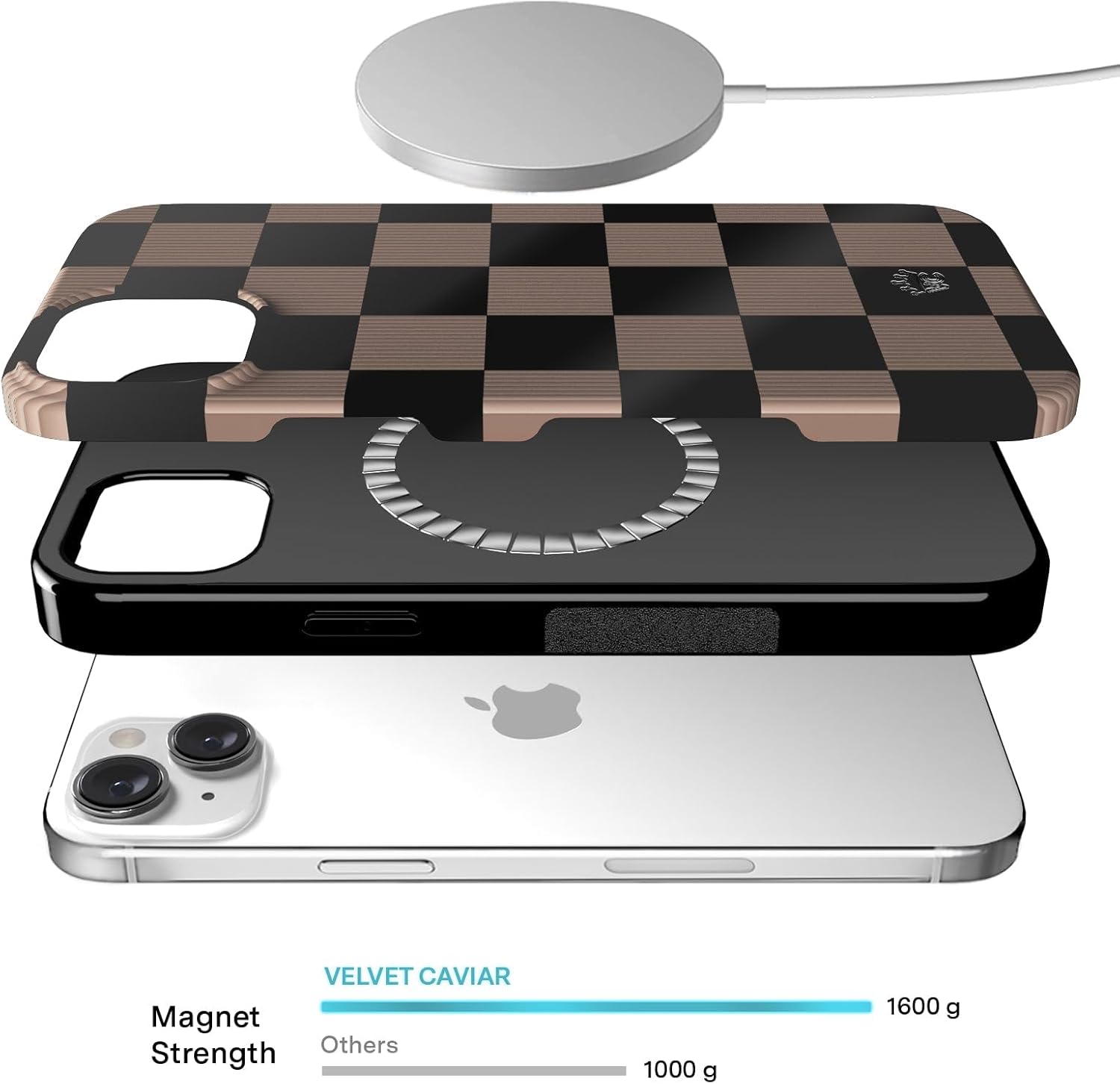 VELVET CAVIAR Checkered Phone Case for iPhone 13 - Compatible with MagSafe - 10ft Drop Tested - Mocha Brown Black