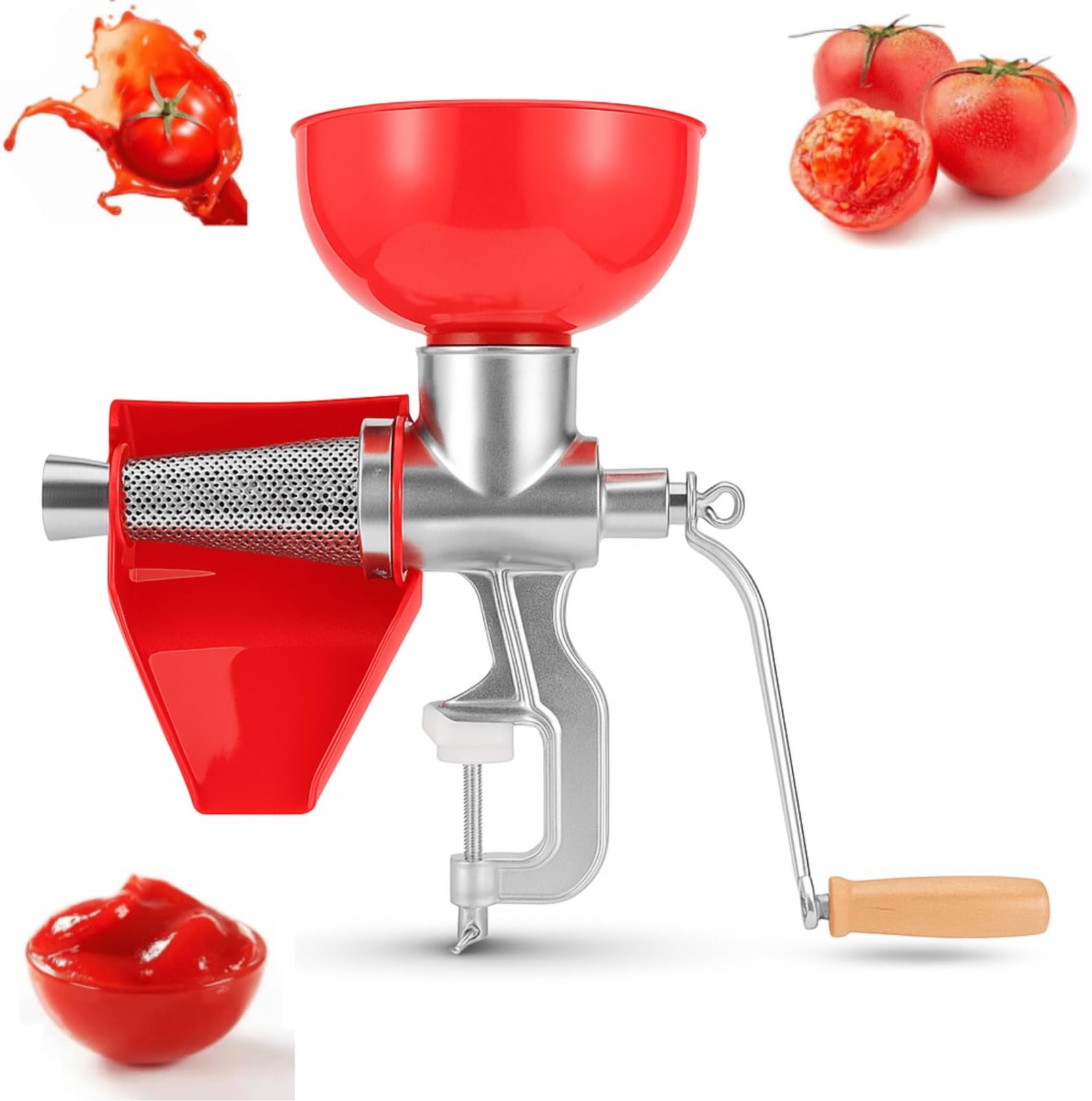 Manual Juicer, Aluminum Alloy Hand Crank Juicer Heavy Duty Metal Juicer Wheatgrass Juicer Extraction Tool for Fruit Tomato Lemon Orange Vegetables Leafy Green, Kitchen Tool