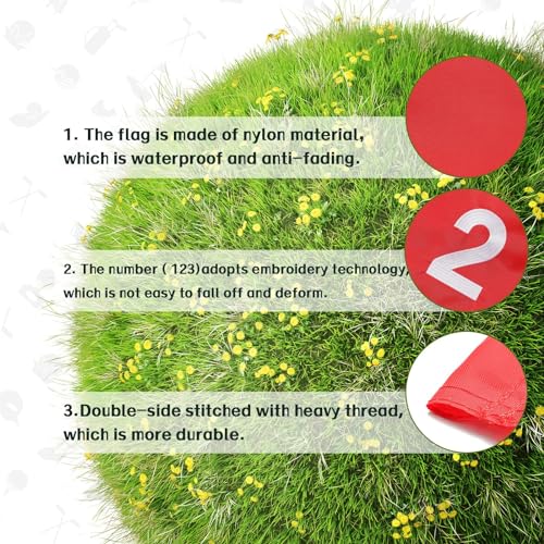 Golf Flags for Putting Green, 6 Ft Golf Flagstick, Double-Sided Digital Golf Flag for Yard, Golf Pin Flagsticks Hole Set with 5-Section Pole and Ball Retriever,1 Pack (Number 2) - Thumbnail 5