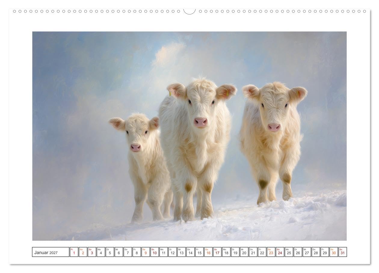 Die edle Kuh (hochwertiger Premium Wandkalender 2027 DIN A2 quer), Kunstdruck in Hochglanz: Dieser außergewöhnliche Kalender zeigt die Kuh als zeitloses Motiv barocker Kunst. (CALVENDO Tiere)