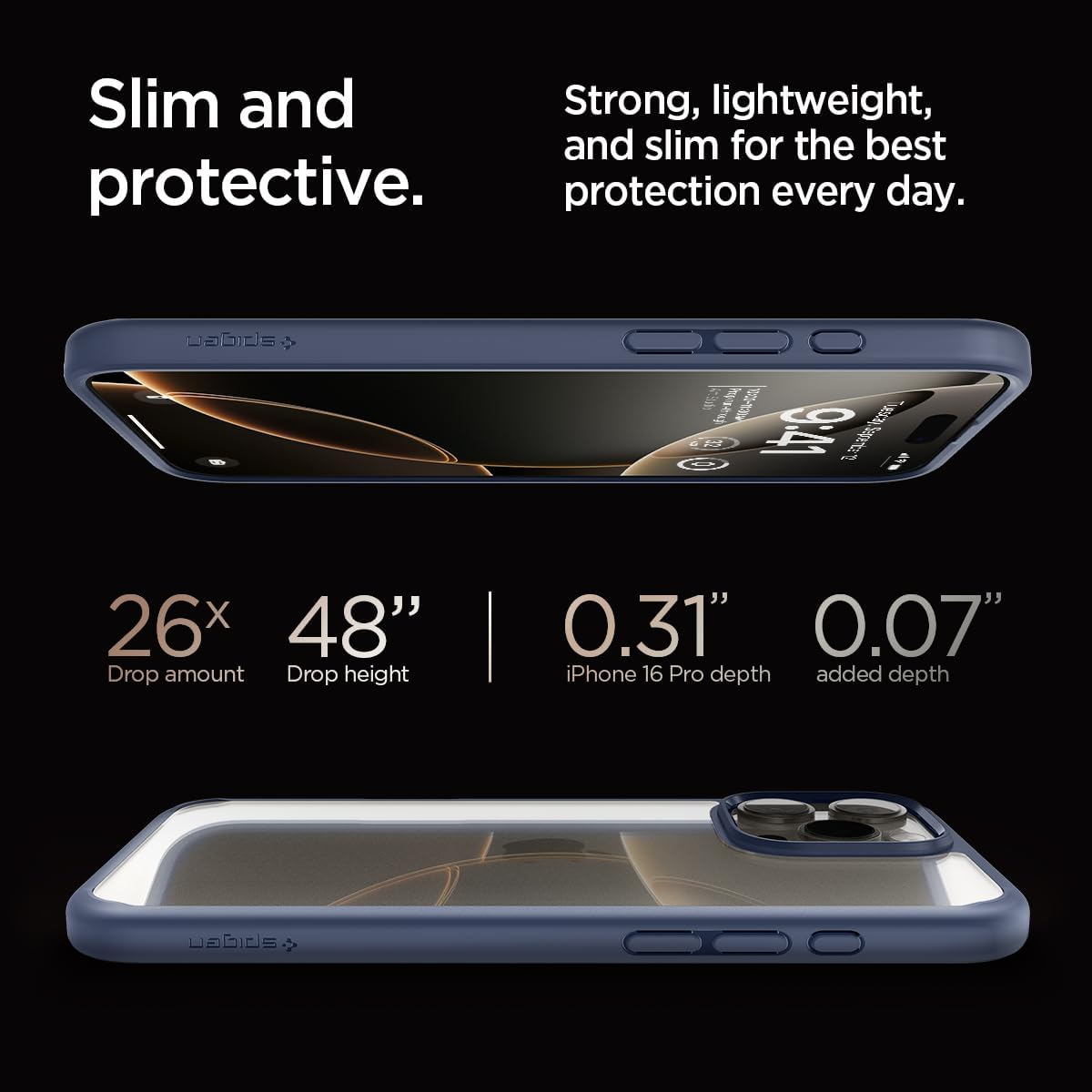 Spigen for iPhone 16 Pro Case, Ultra Hybrid [No Magnet Ring][Anti-Yellowing] - Navy Blue - Image 8