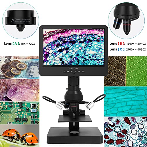 JOYALENS JL249PS 3 Lenses 10 Inch HDMI LCD Digital Microscope, UHD 4000× 24MP Biological Microscope with Prepared Slides, Coin Microscope for Full-Size Coins Error Coins, PC/TV Compatible, 32G Card - Image 5