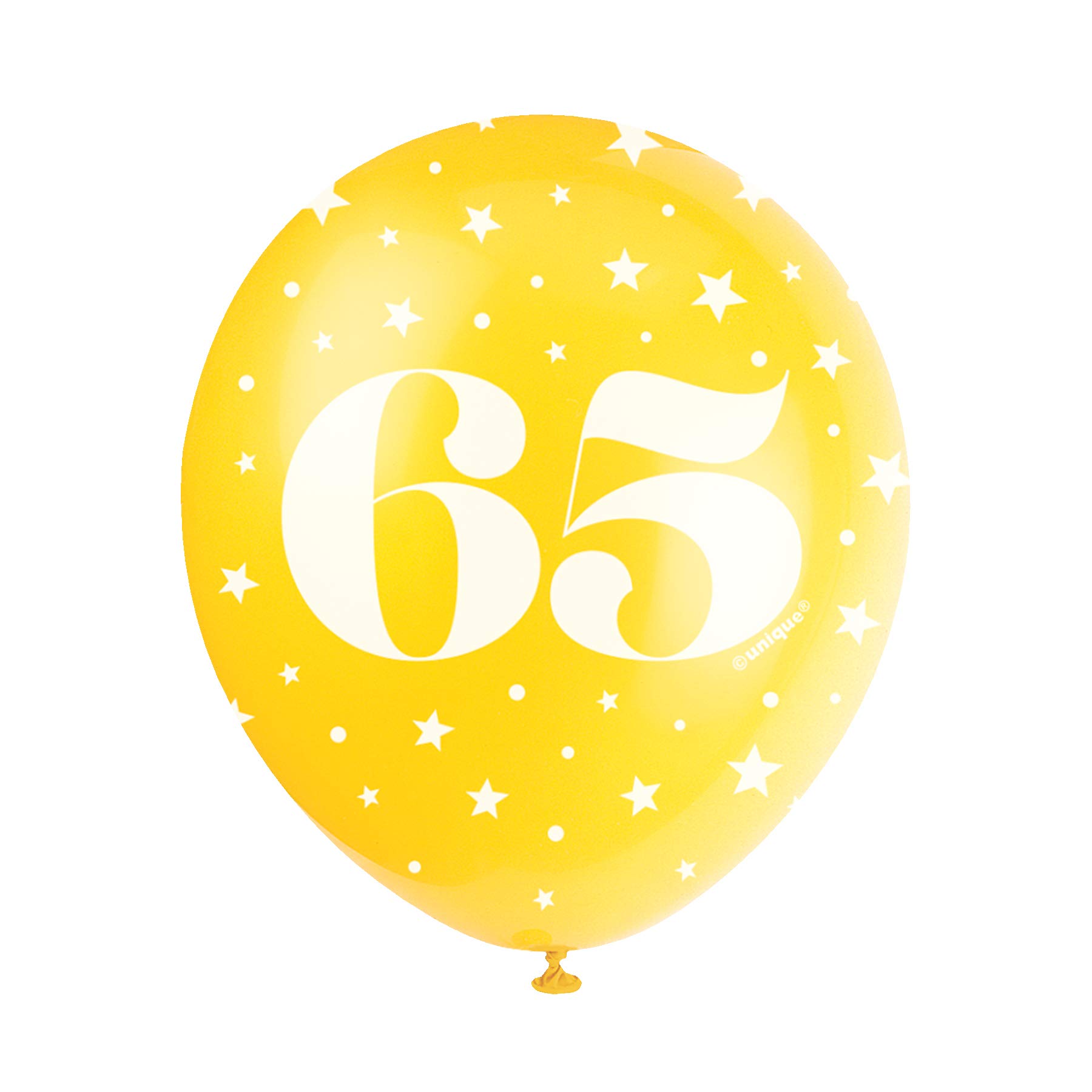 Unique Party 56100 - Palloncini in Lattice Perlato - 30 cm - Numero 65 Compleanno - Assortimento di 5