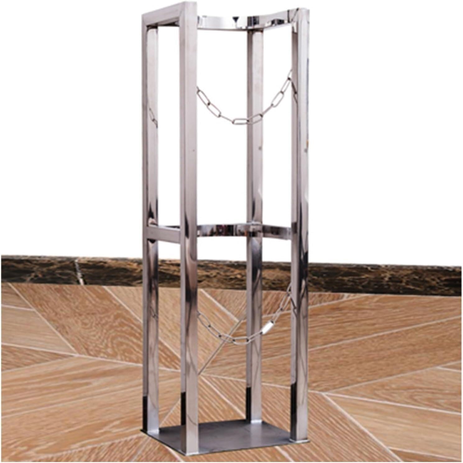 Estante Organizador de Cilindros de oxígeno de pie Plateado, para Interiores y Exteriores, para Tanques de Gas, para Almacenamiento de Cilindros de Gas, Fijo, 35 x 30 x 100 cm
