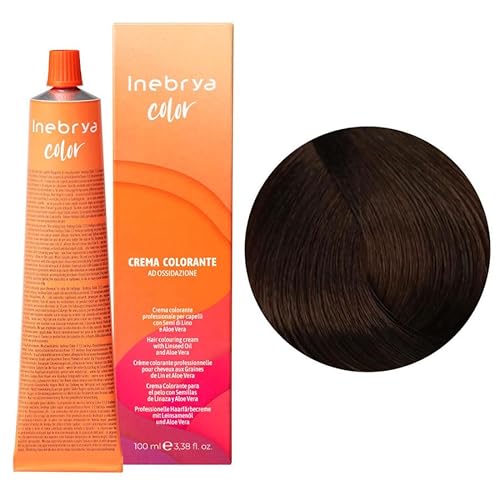 INEBRYA Permanente Haarfarbe mit Leinsamen und Aloe Vera 100ml (- 5.3 Hellbraun Gold)
