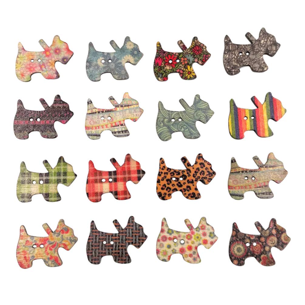 NUOBESTY 50pcs Wooden Puppy Buttons Wood Dog Buttons 2-Hole Wooden Print Sewing for Sewing Crafting DIY Decors (Mixed Color) - Image 4