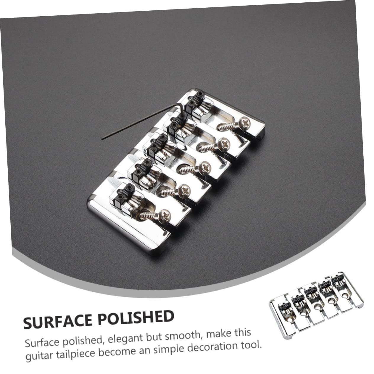 VICASKY Compact Metal Guitar Tailpiece Saddle Bridge for 5 String Bass Ga1021a