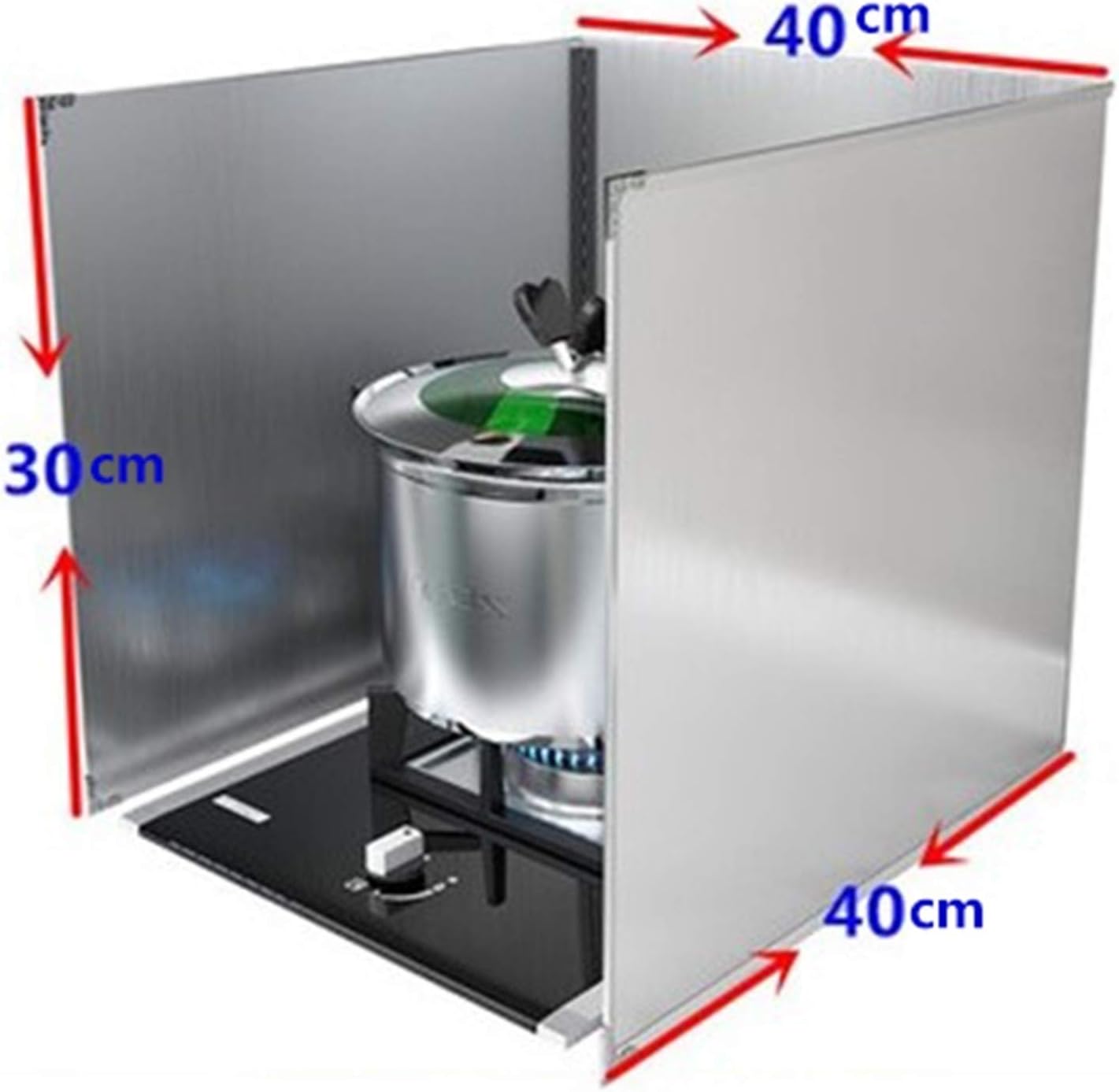Anti Splatter Shield Guard, Nonstick 3 Sided Splatter Guard Cooking Large Insulated Spatter-Proof Oil Barrier High Temperature Resistant Aluminum Foil Board Folding Splashproof Tools,40 * 40 * 30cm