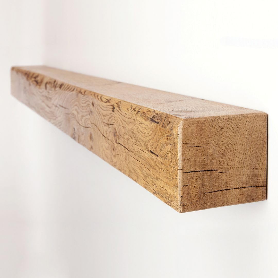 Funky Chunky Furniture Oak Fireplace Shelf Mantel Beam - 9 x 9cm | Length: 120cm, Finish: English Oak