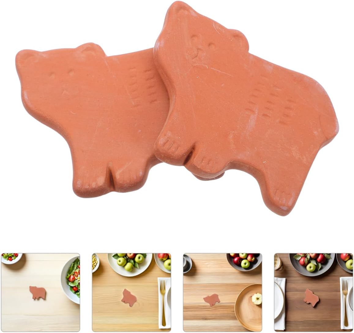 DOITOOL Terracotta Bread Warming Stone Set 2pcs Bread Basket Warmer Stone for Tortillas Rustic Table Insulation Pad for Warm Food Serving Fall Thanksgiving Party Table Warmer Indoor Dining