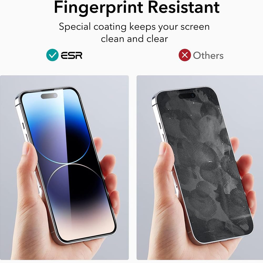 ESR Folia ochronna kompatybilna z iPhone 14 Pro, praktyczna ramka wyrównująca, wojskowa ochrona, bardzo wytrzymała, odporna na zarysowania, 3 sztuki