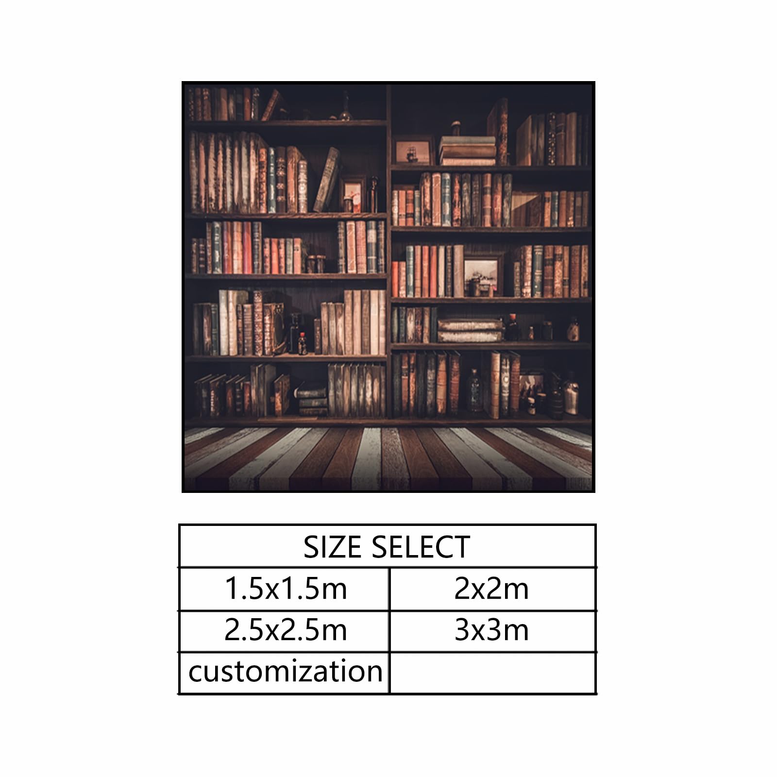 AOFOTO Retro Bücherregal Fotohintergrund 1,8x1,8m - Vinyl Für Portrait, Studio & Bibliotheks-Deko