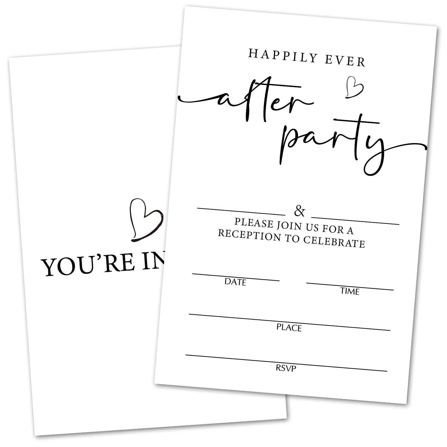 Happily Ever After Party Invitations, Minimalist Wedding Reception Invitation for Newlyweds Bride Groom, Engagement Bridal Shower Party Favor Supplies