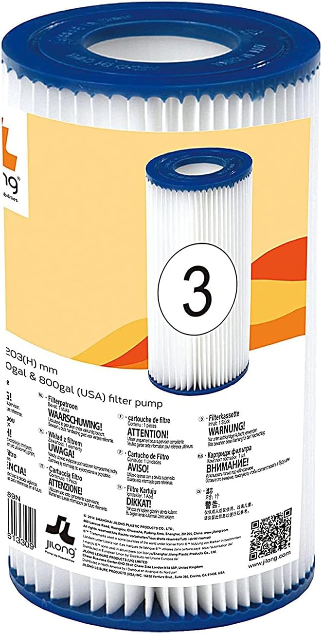 JLeisure Avenli 290589 4.17 x 8 Filter Cartridge Replacement Part for Jilong and Intex Filter 530, 800, and 1,000 Gallon Swimming Pools (6 Pack)