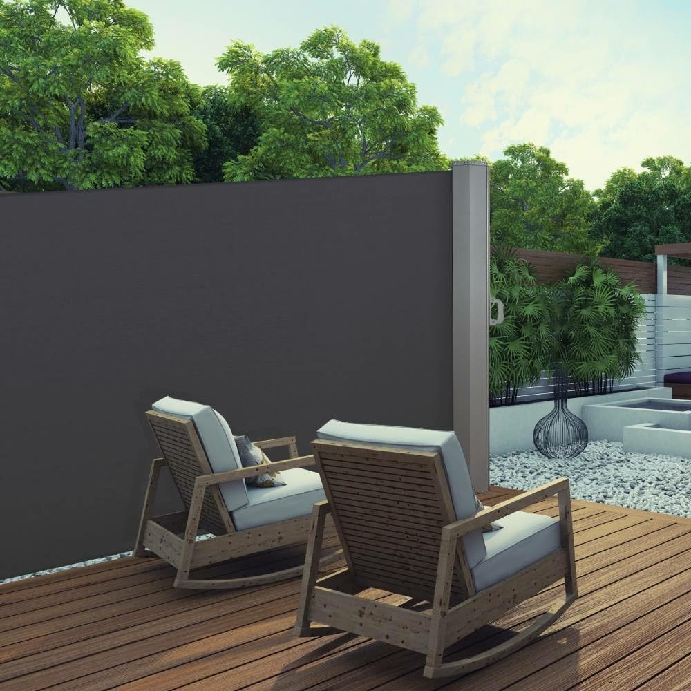 TERRE JARDIN Paravent rétractable 1,6 x 4 m - Store latéral 180g/m² - Brise Vent et Vue pour extérieur