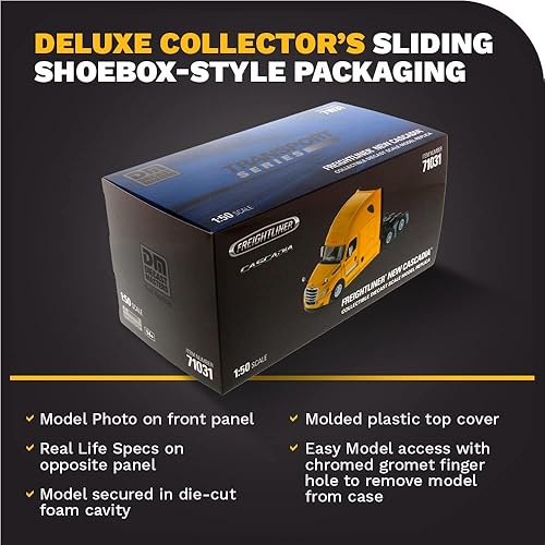 Miniatura 6 de Freightliner Nuevo Cascadia Sleeper Cab Truck Tractor Amarillo 1/50 Diecast Masters