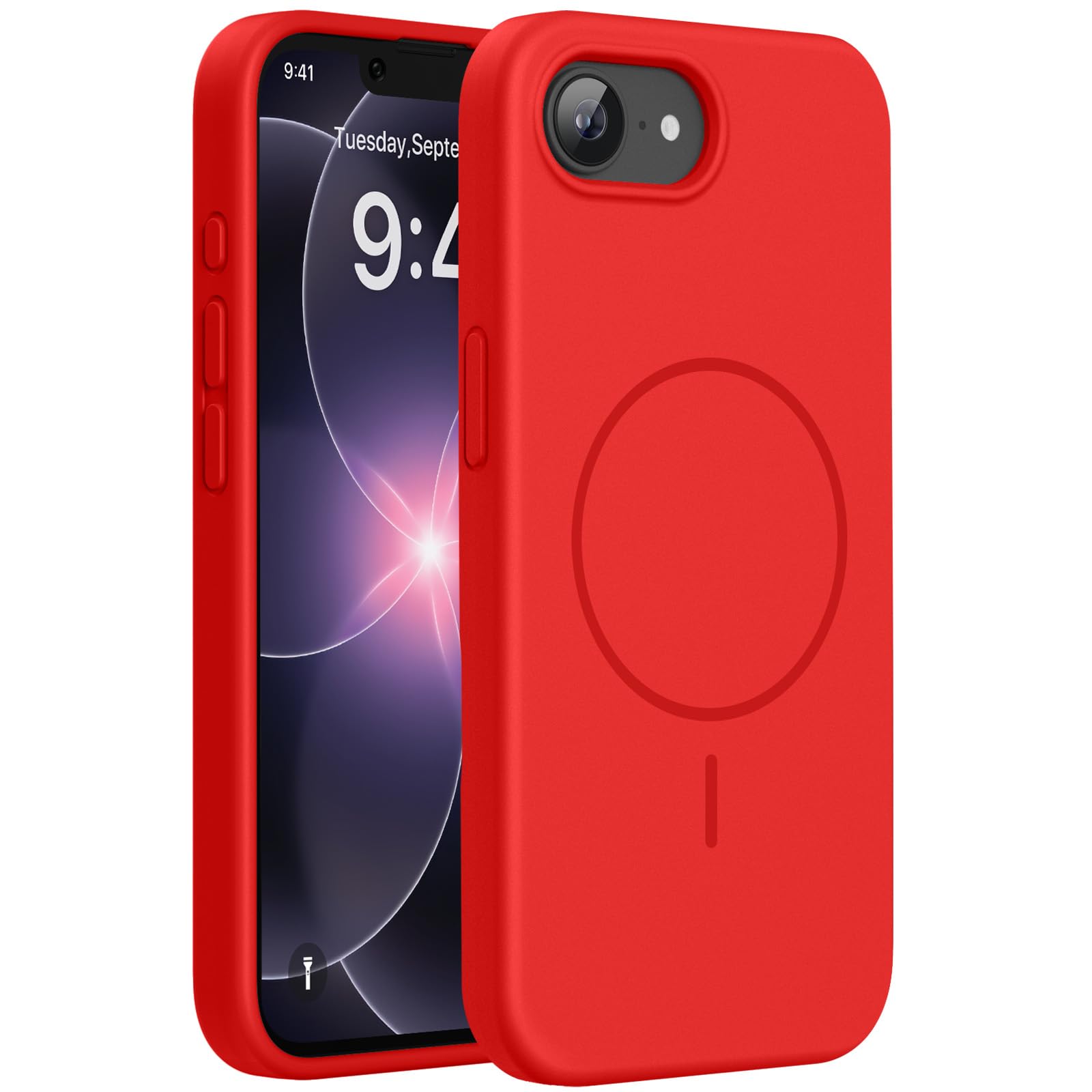 Miracase Silicone &amp; Magnetic for iPhone 17e/16e Case, Red