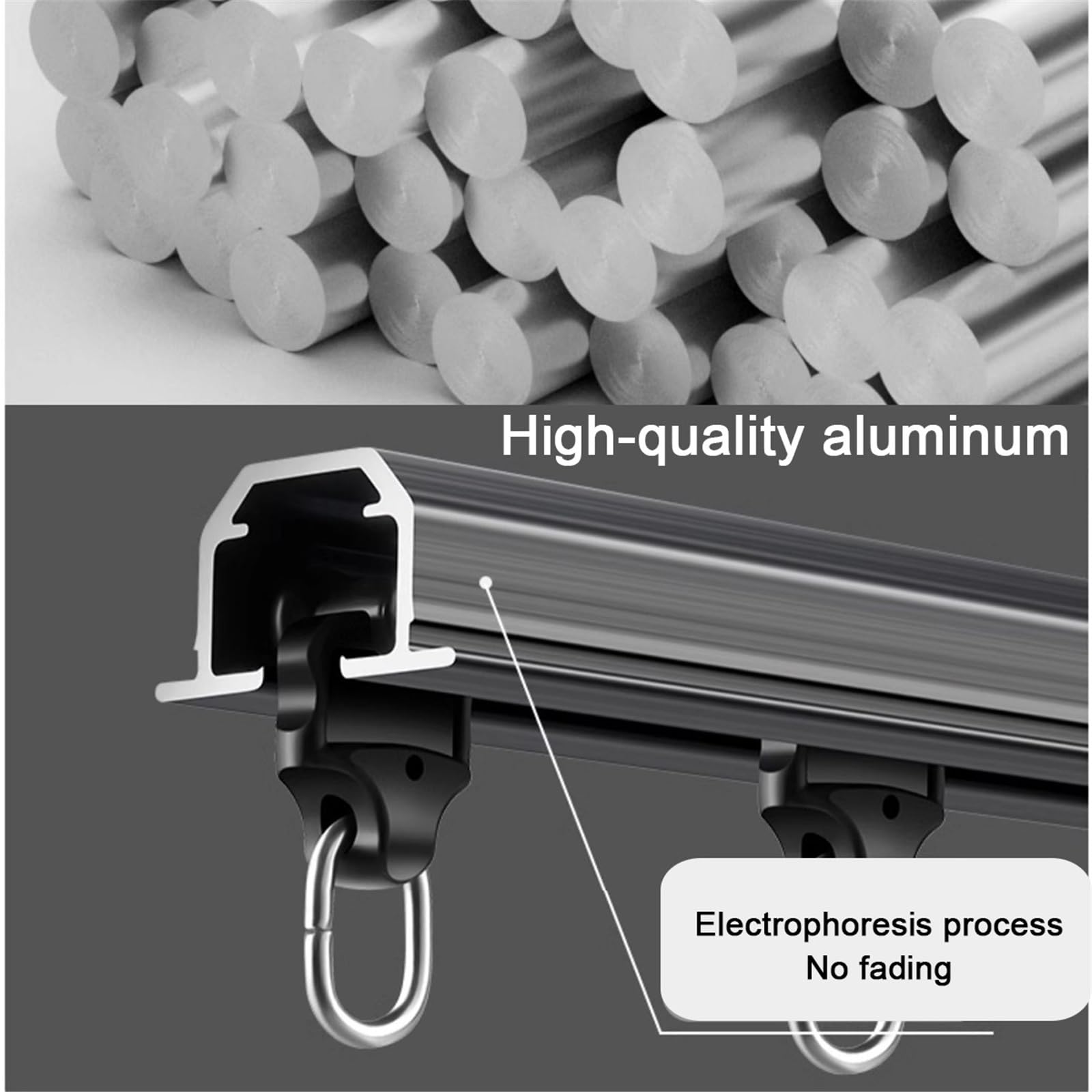 Versteckte Deckenvorhangschiene, Aluminium-Vorhangschiene Eingelassen, Hochleistungs-Vorhangstange Mit Glatten Rollen, 100–600 Cm, Schwarz(White,240cm/7.9ft(2 * 120cm))
