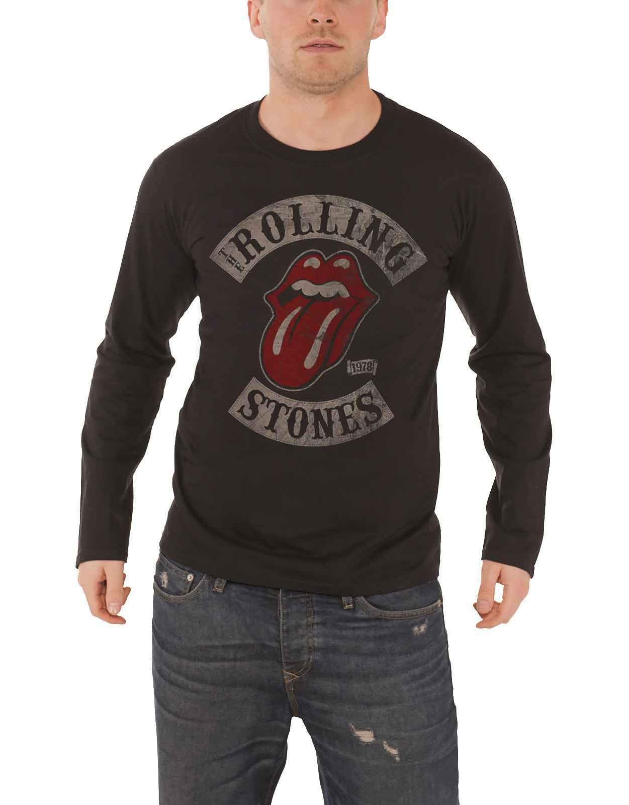 Rock Off Officially Licensed Products Men's Black Rockoff Trade Rolling Stones Tour '78 Long Sleeve Top, XX-Large