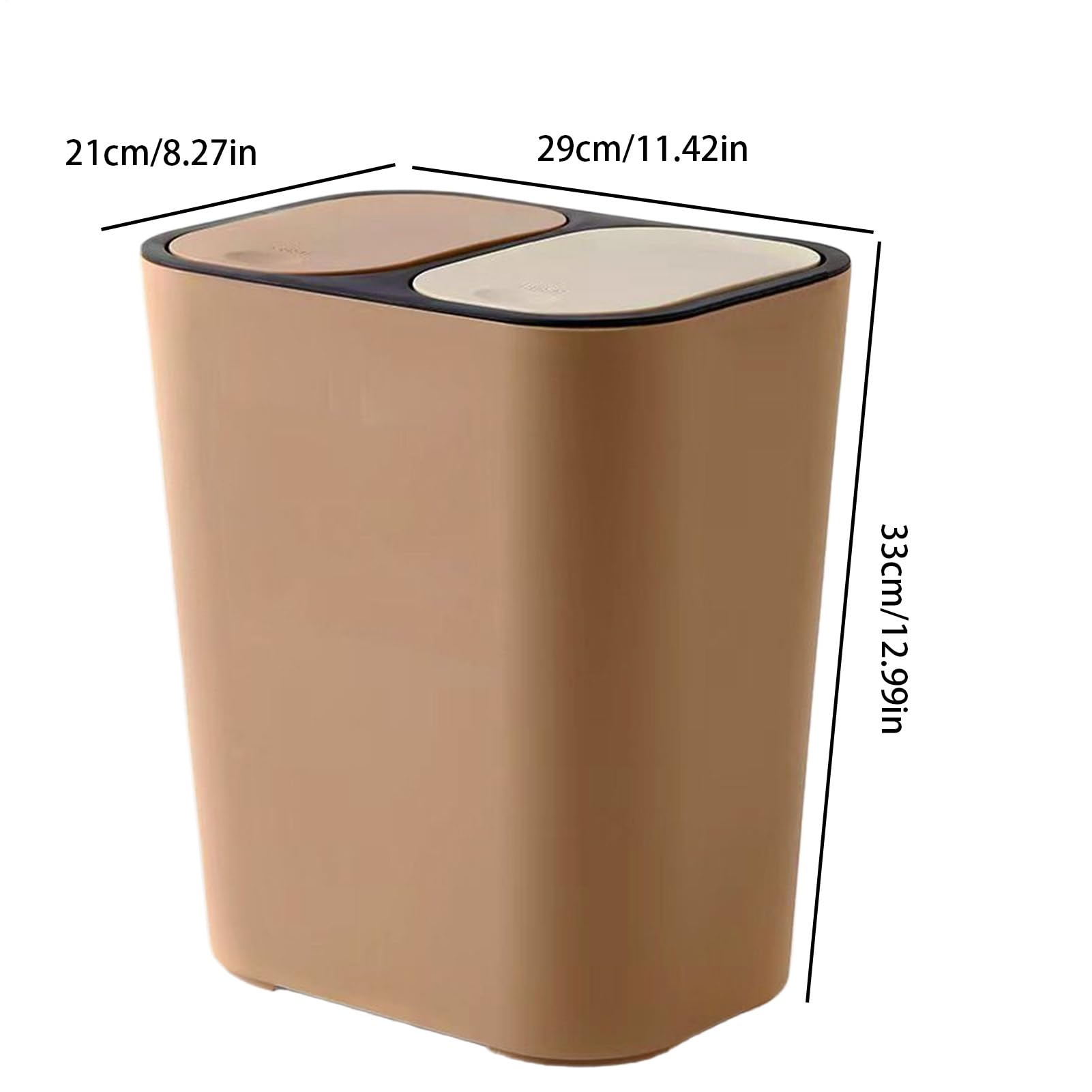 Pattumiera a doppio scomparto, con contenitore di riciclaggio integrato, 18 l, con coperchio a pressione, per cucina, lavanderia, ufficio, sala da pranzo, camera da, garage, esterno, patio