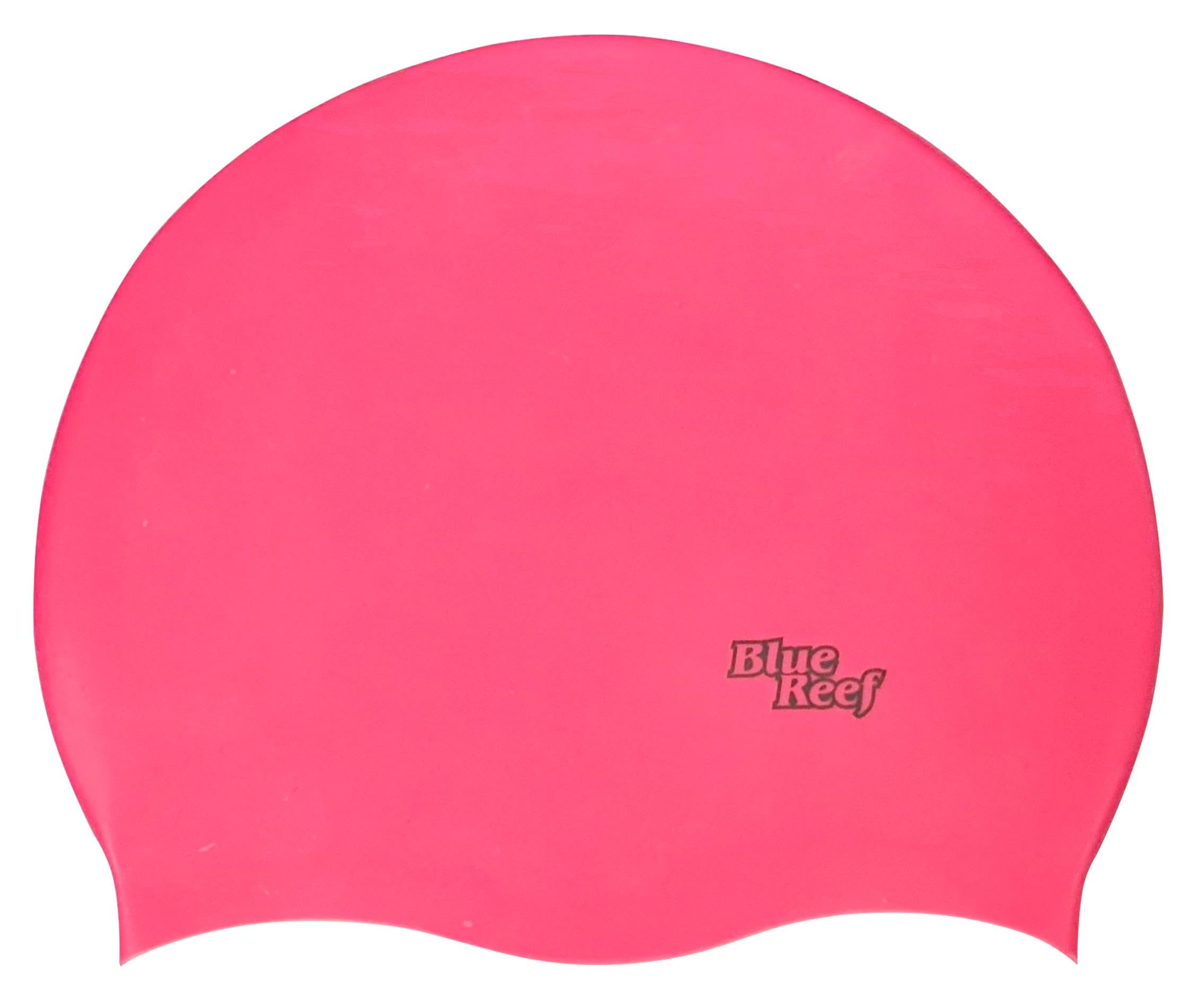 Blue Reef Stretchy Silicone Unisex Women Men One Piece Swimming Hat Swim Cap Plain Branded Fluo Dark Classic Colours One Size Adults 8+ Years Easy Pull On Swim Hat (Pink)