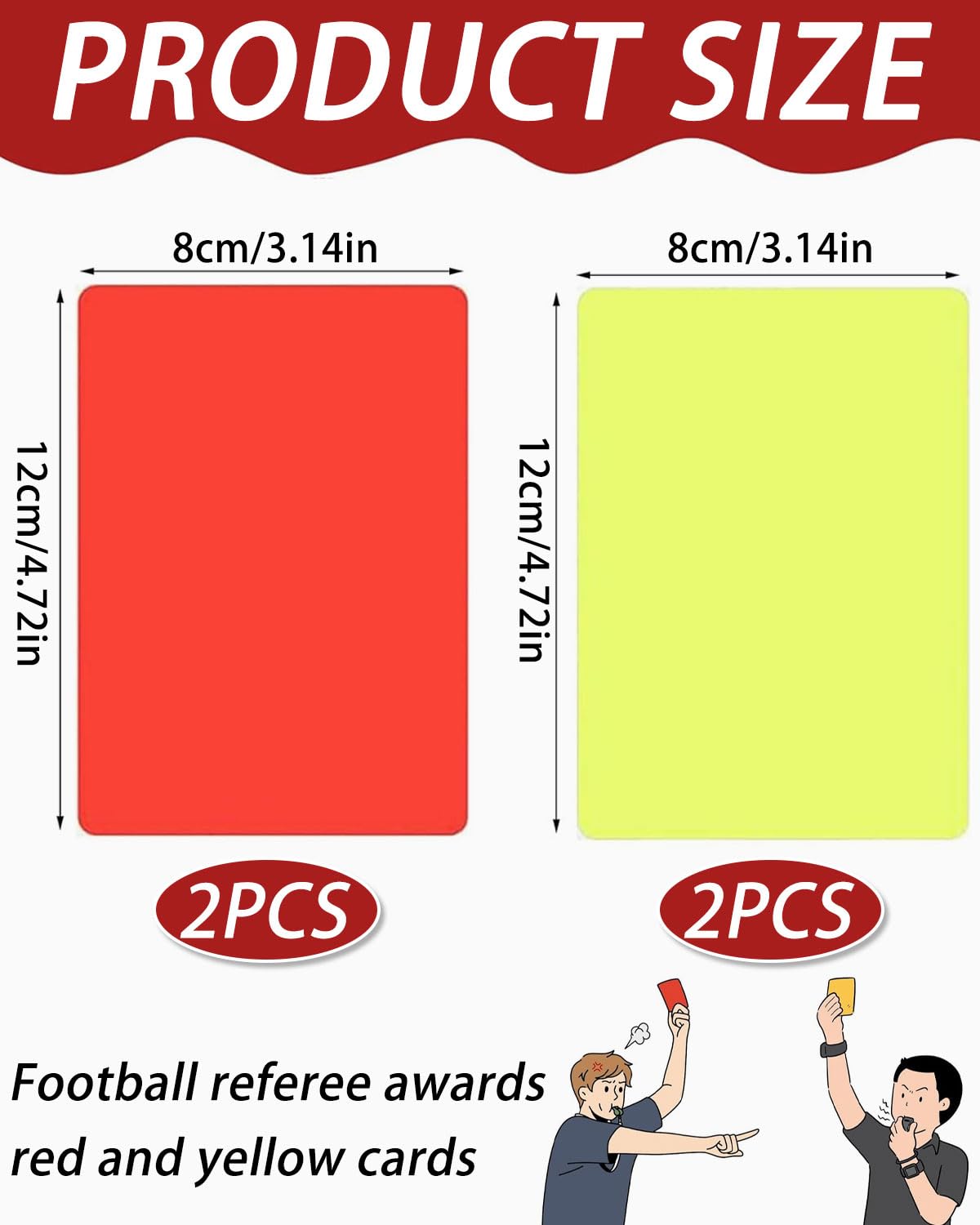 2 Pares Tarjetas Árbitro Fútbol PVC Rojas Amarillas Resistentes Accesorios Partido