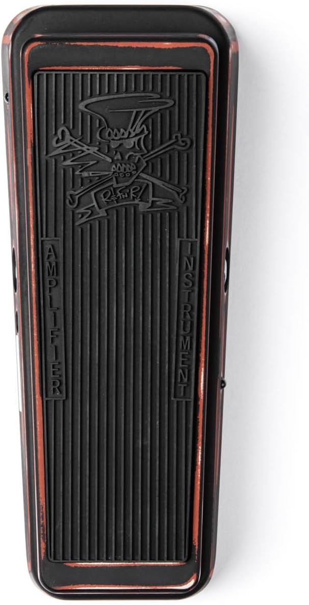 Top view of Dunlop SC95 Wah Pedal treadle with 'Amplifier' and 'Instrument' labels