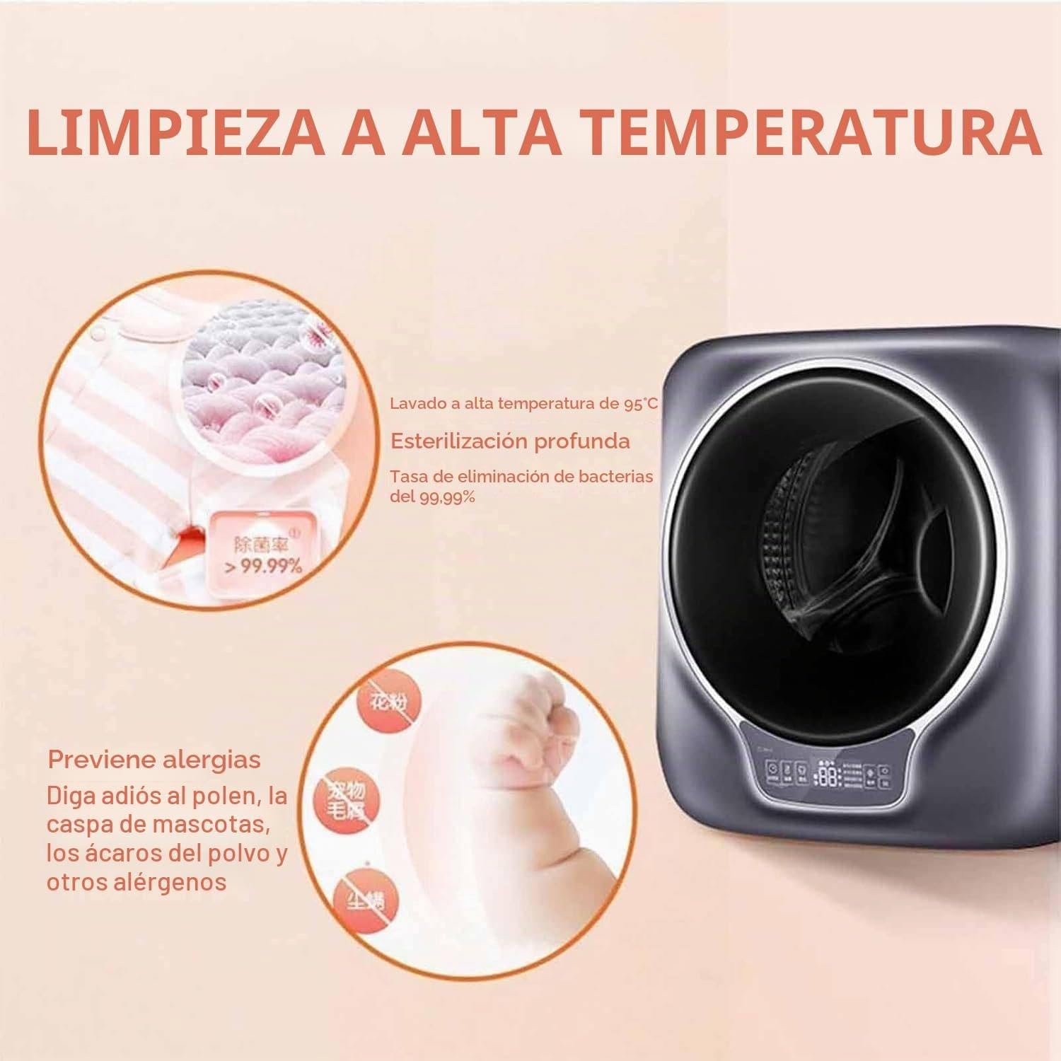 Lavadora Completamente Automática 3kg de Pared,Carga Frontal Compacta