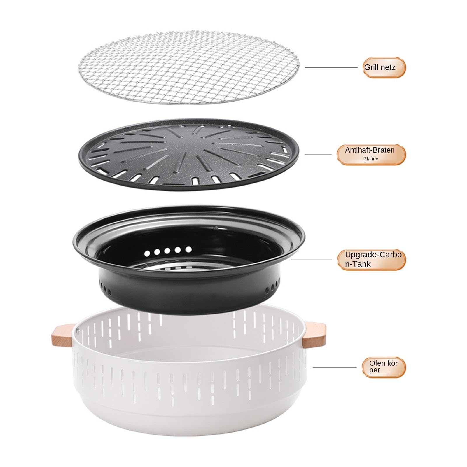 Barbecue portatile a carbonella, barbecue a carbonella – Piccola rete per barbecue da esterno in acciaio inox, griglia da tavolo con custodia portatile, teglia da forno antiaderente per barbecue | barbecue da esterno in acciaio , griglia da tavolo con por