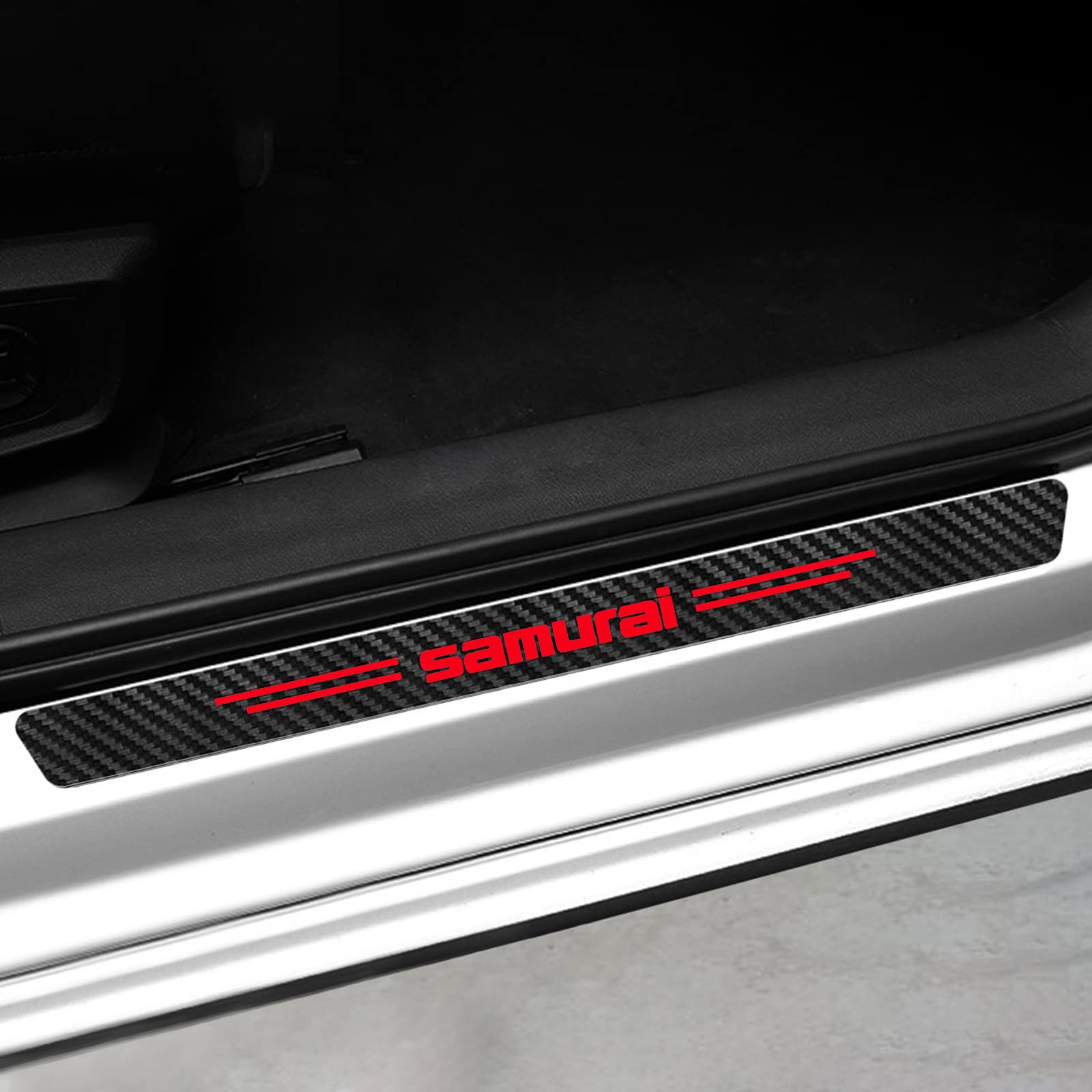 4 Pezzi Battitacco Fibra di Carbonio Auto Door Sticker, per Suz-uki Samurai Piastre di Protezione Della Copertura Adesivi Soglia, Auto Prevenire l'usura Graffi Styling Decorativi Accessori