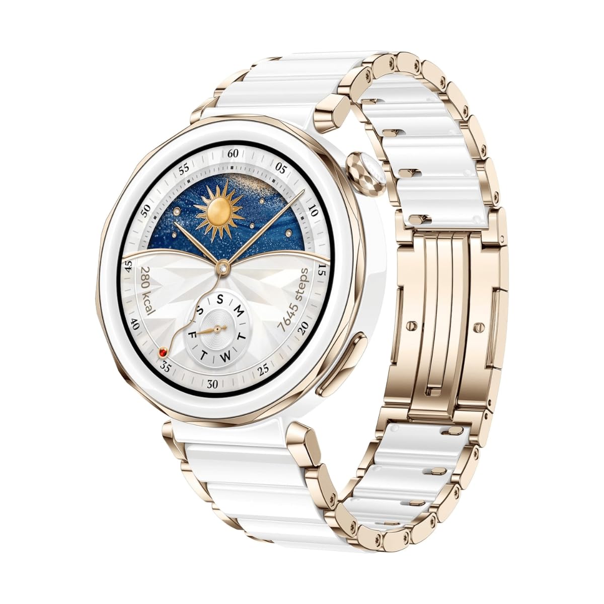 Huawei Watch GT 5 Pro 42mm Smartwatch, scharfkantiges Design, Pro-Level-Sportuhr, Gesundheits-Tracking, EKG-Überwachung, bis zu 14 Tage Akkulaufzeit, GPS, Bluetooth-Anruf, iOS&Android, weiße Keramik