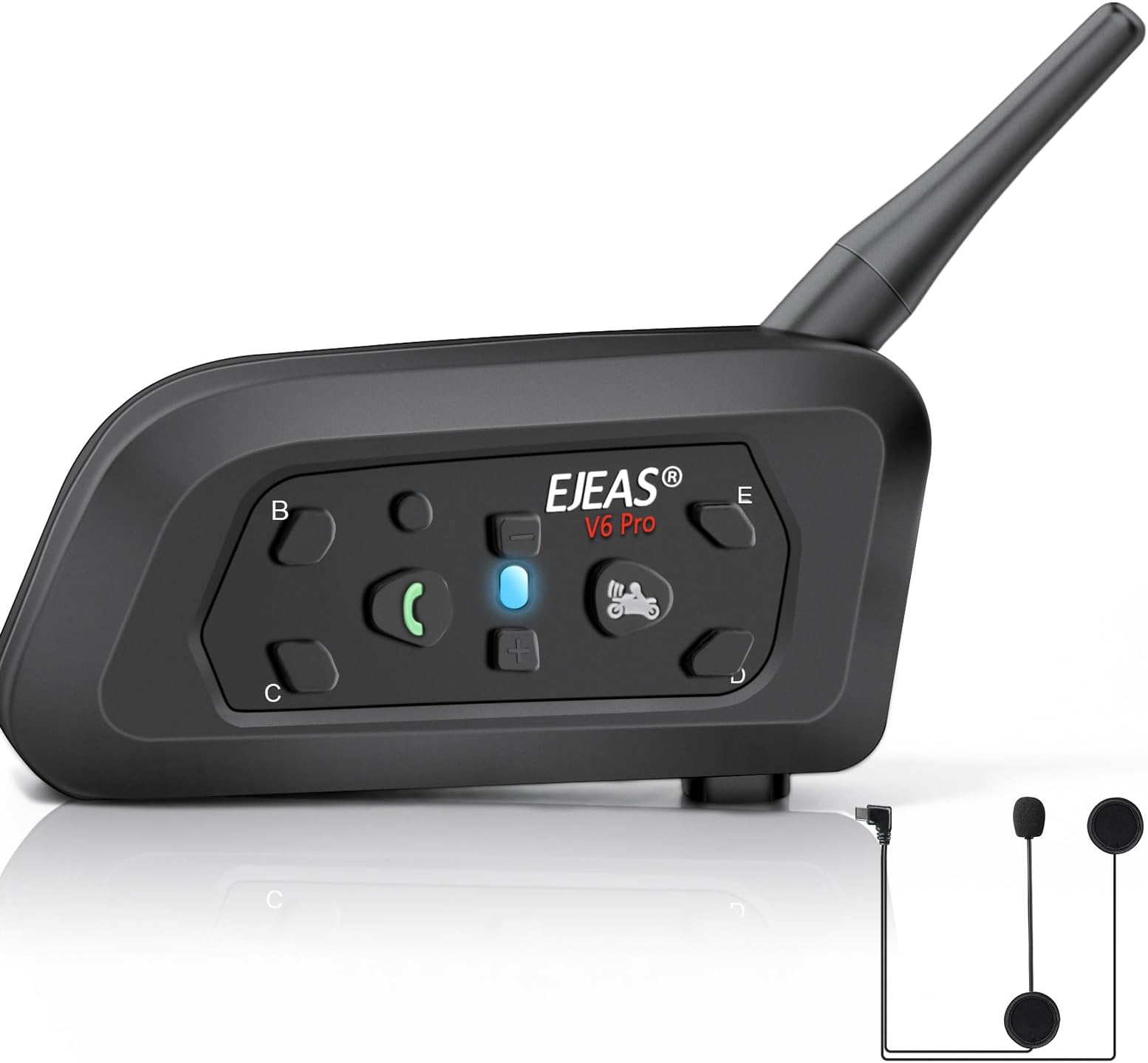 V6 Pro Helmet Intercom Communication System V6 Motorcycle Bluetooth On Ear Headphones Connect Up to 6 Riders 1200M V6 Pro(1 Pack)