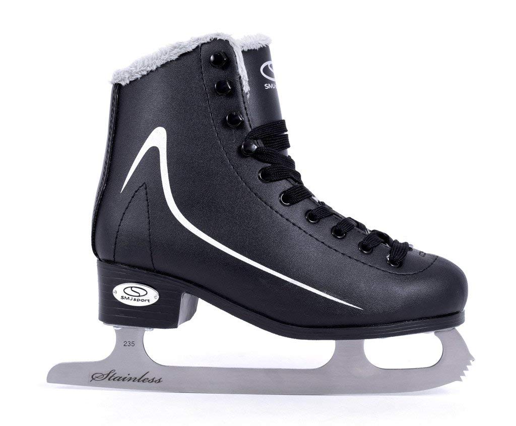 SMJ Calgary Herren Schlittschuhe Eiskunstlauf Eislaufschuhe Klassische Eislauf Schwarz | Größen: 42, 43, 44, 45, 46