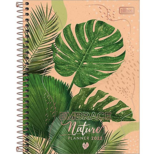 Planner Espiral 17,7 x 24 cm Naturalis 2022 - Estampa Embrace nature fundo rosa claro - Tilibra