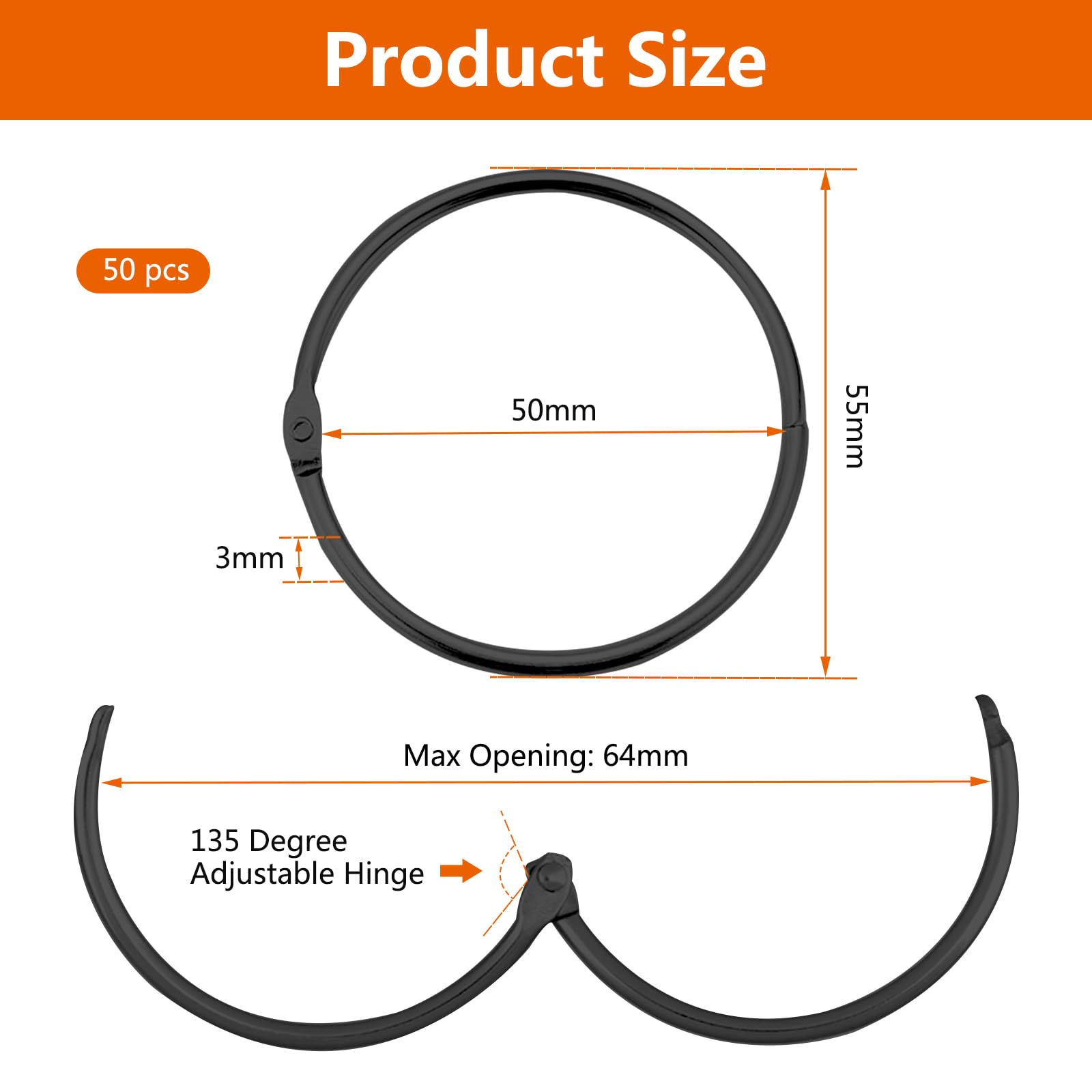 40 Pieces Curtain Rings Metal - Image 2