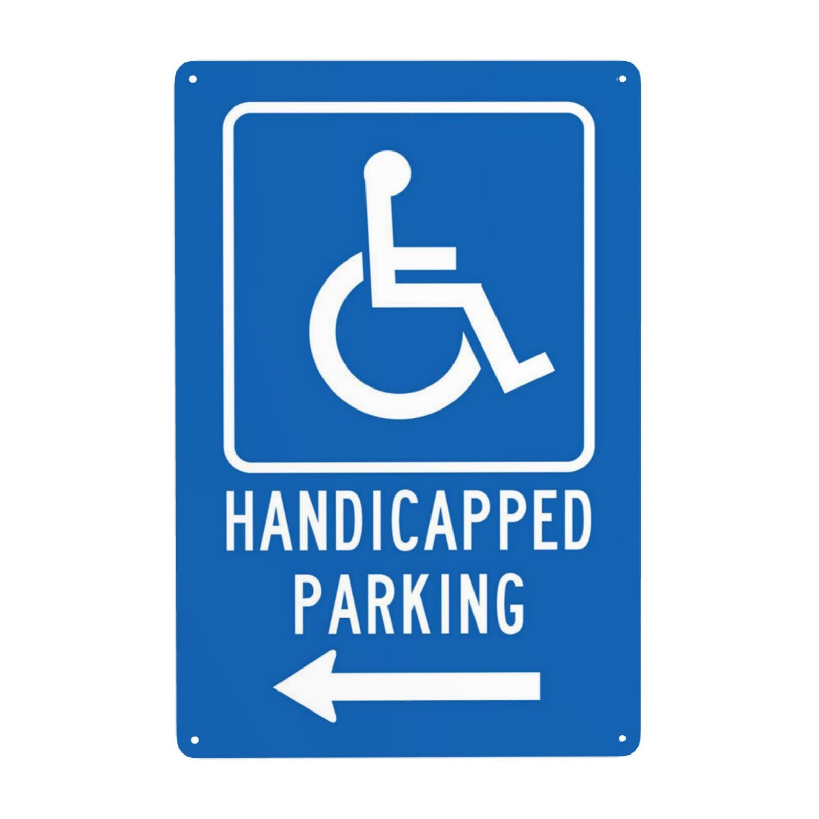 SMAZDFXX Left Arrow Handicapped Parking Metal Warning Signs, Cautions Security Tin Sign, Safety Signs for Street Business Wall Decor 8"x12"