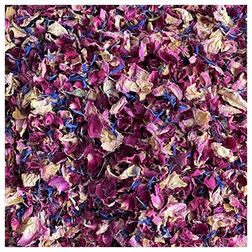 Fusión de amatista - Rosa burdeos y morada con aciano azul - Confeti de pétalos de flores biodegradables naturales - 1 litro - Visite nuestra tienda para obtener la gama completa (61)